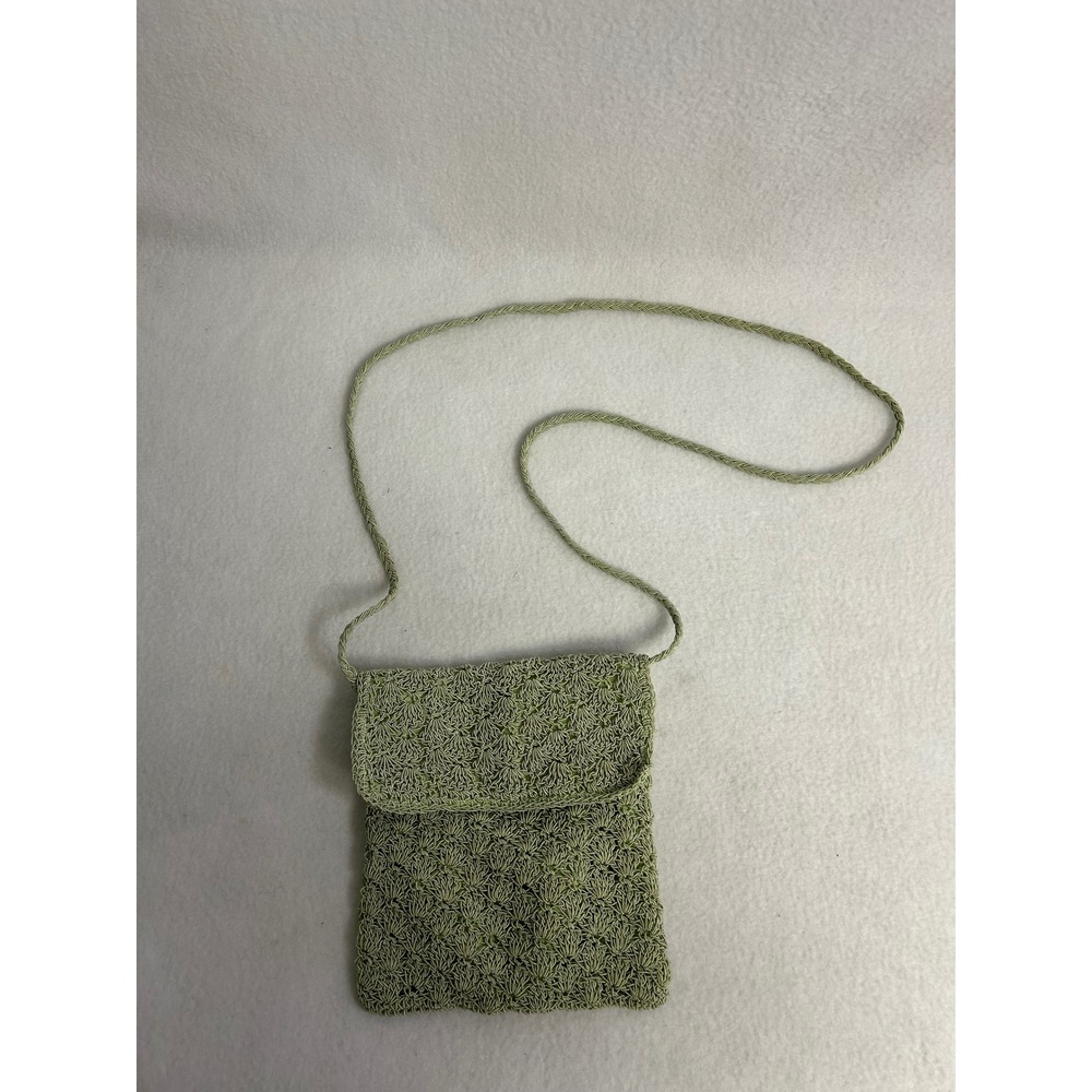 Boho Cottagecore Festival Womens OS Sage Green Crochet Crossbody Bag
